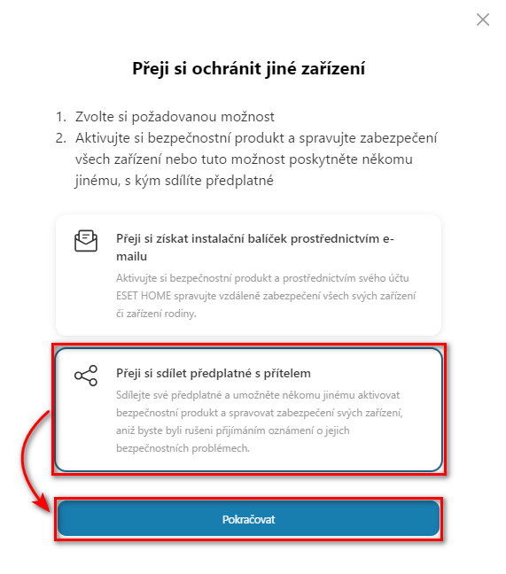 Přeji si sdílet předplatné s přítelem Přeji si sdílet předplatné s přítelem
